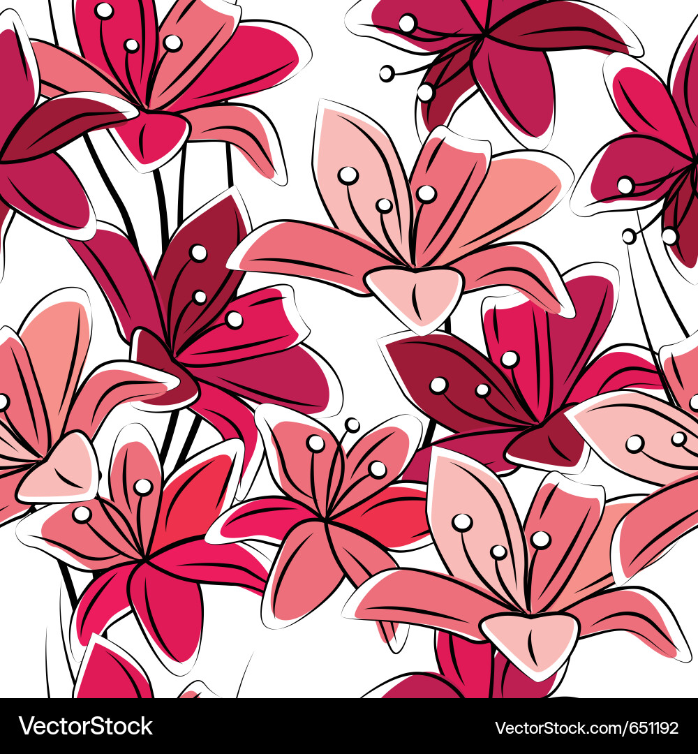 Seamless pattern with lilies Vector Image