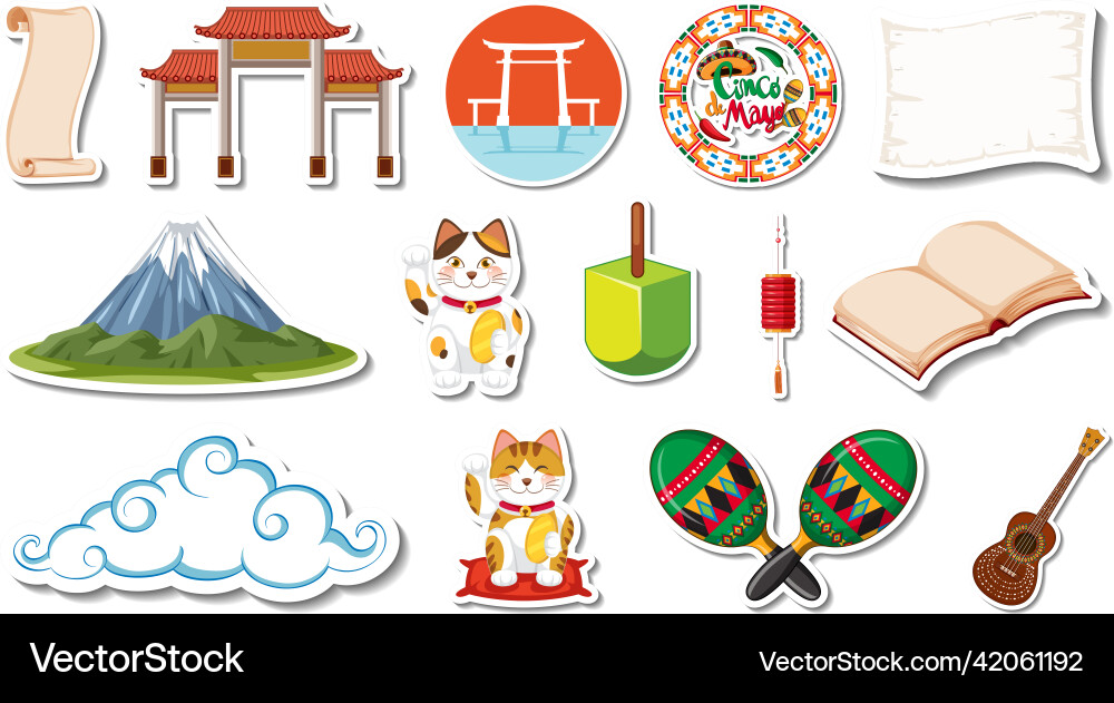 Set of different traditional objects Set of different traditional objects vector image