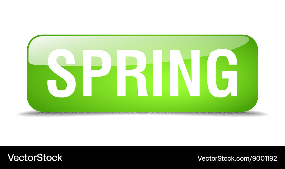 Spring green square 3d realistic isolated web vector image