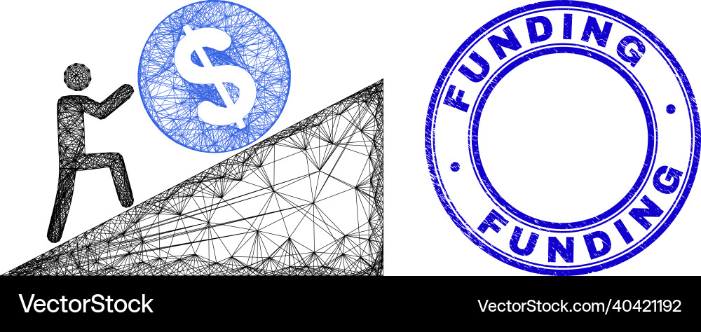 Textured funding badge and net irregular mesh man Textured funding badge and net irregular mesh man vector image