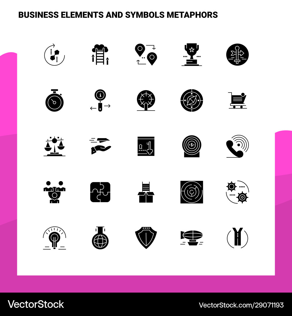 25 business elements and symbols metaphors icon 25 business elements and symbols metaphors icon vector image
