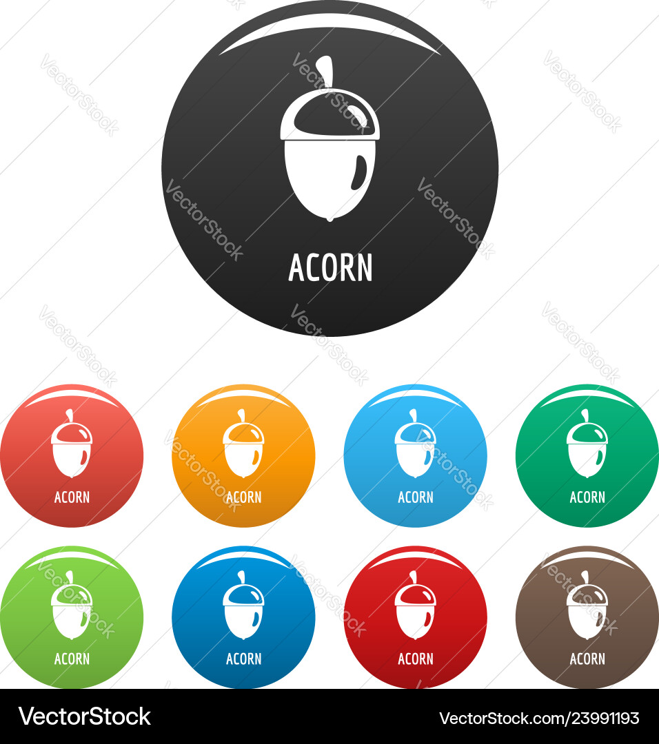 Acorn icons set color Acorn icons set color vector image