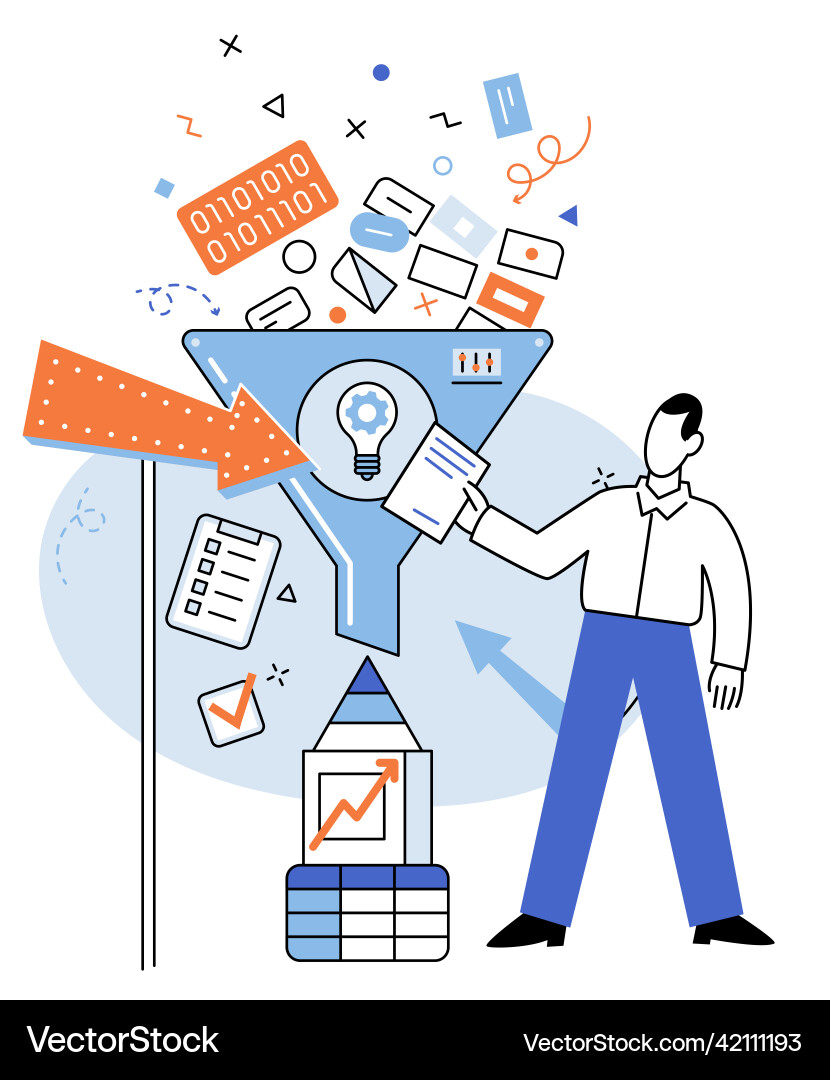 Business intelligence data analysis obtaining Vector Image