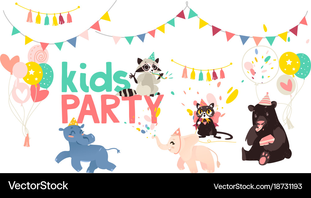 Cartoon animals party poster Vector Image