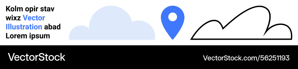 Cloud and map marker with abstract text Cloud and map marker with abstract text vector image