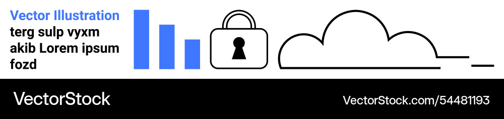 Cloud security concept with data bars and lock Cloud security concept with data bars and lock vector image