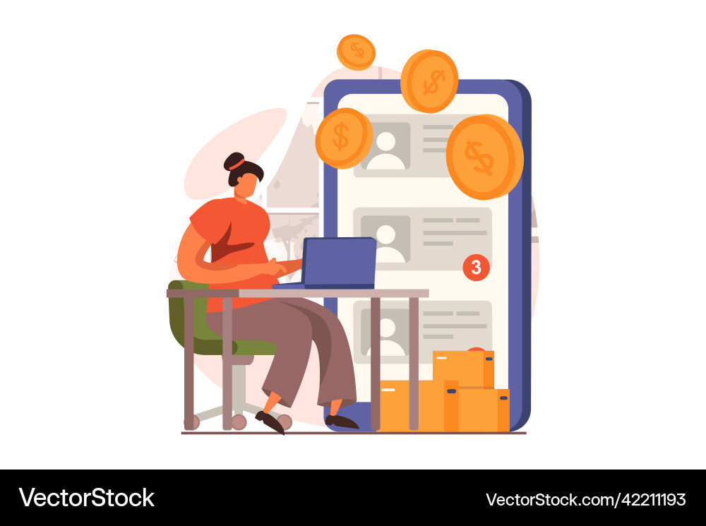 Digital business web concept in flat design Vector Image