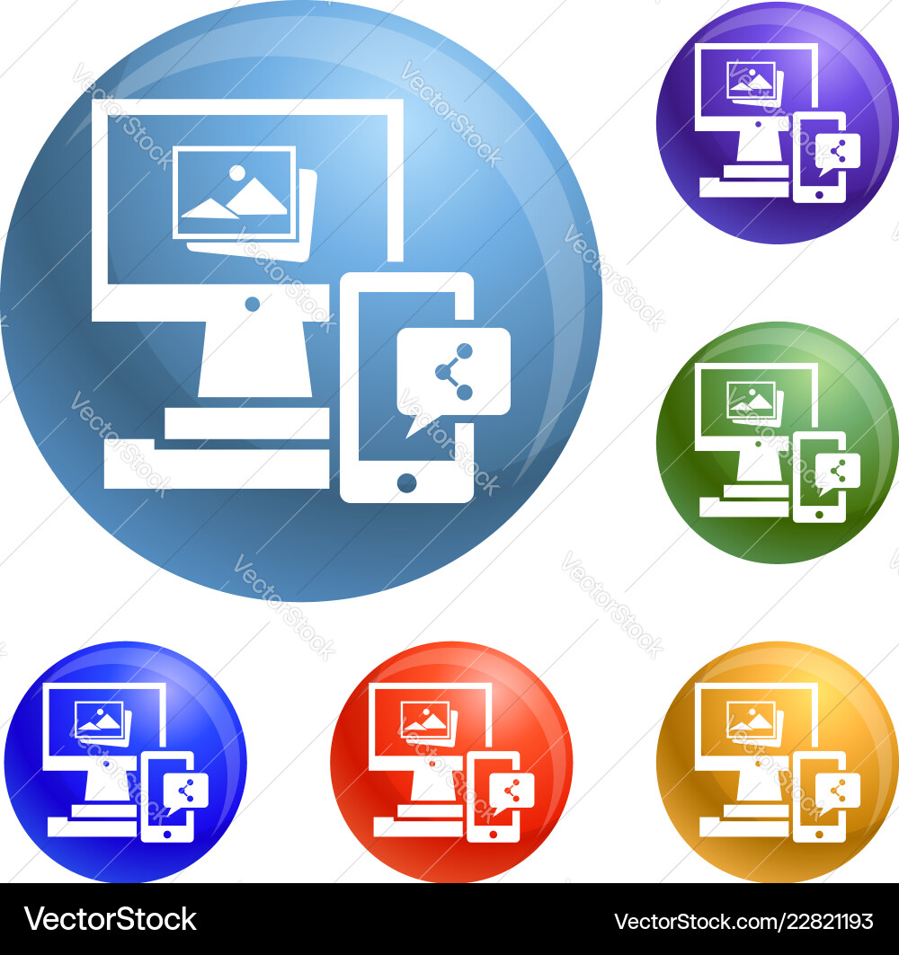 Digital computer device icons set Digital computer device icons set Vector Image