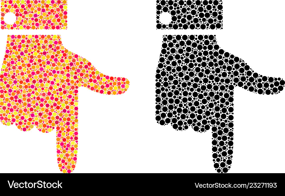 Dot hand pointer down mosaic icons Vector Image