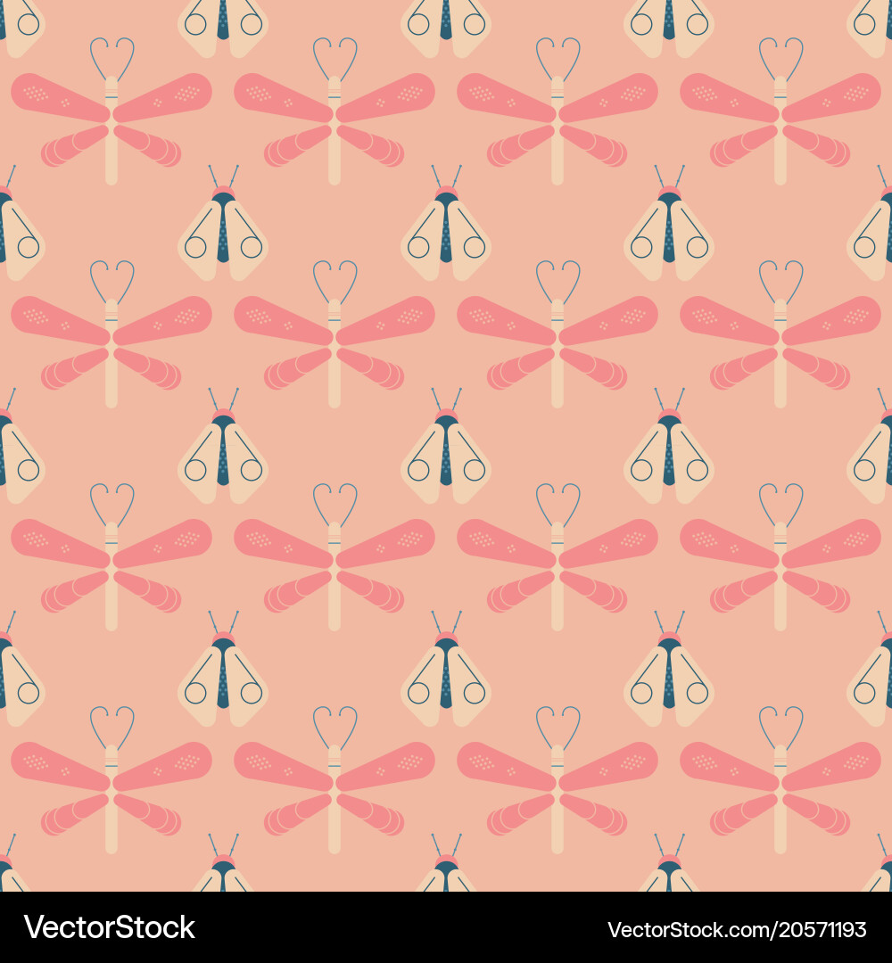 Firefly and dragonfly seamless pattern Vector Image