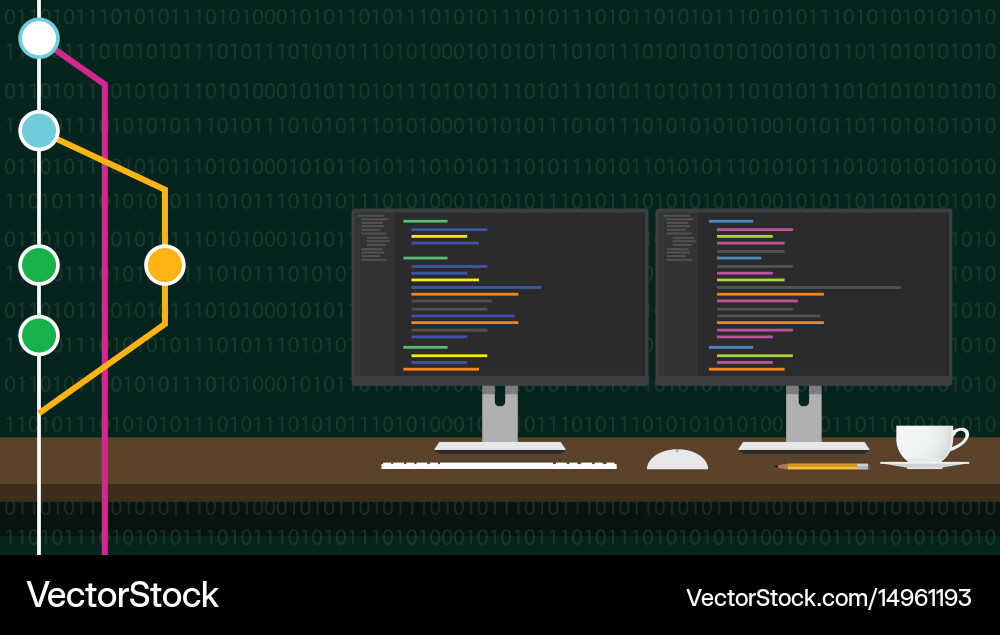 Git-Code-Repository-Konzept mit 3 vektorbild