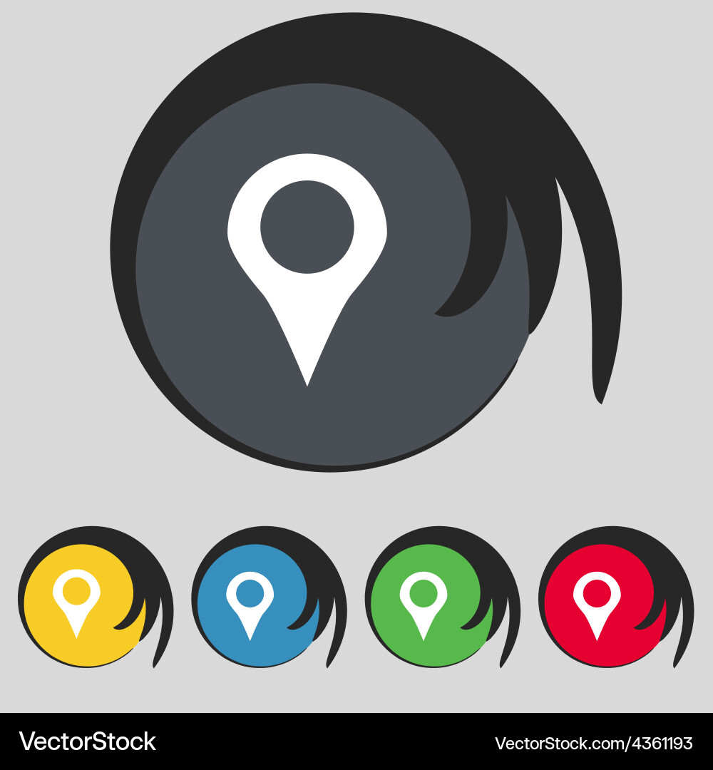 Map pointer gps location icon sign symbol on five Vector Image