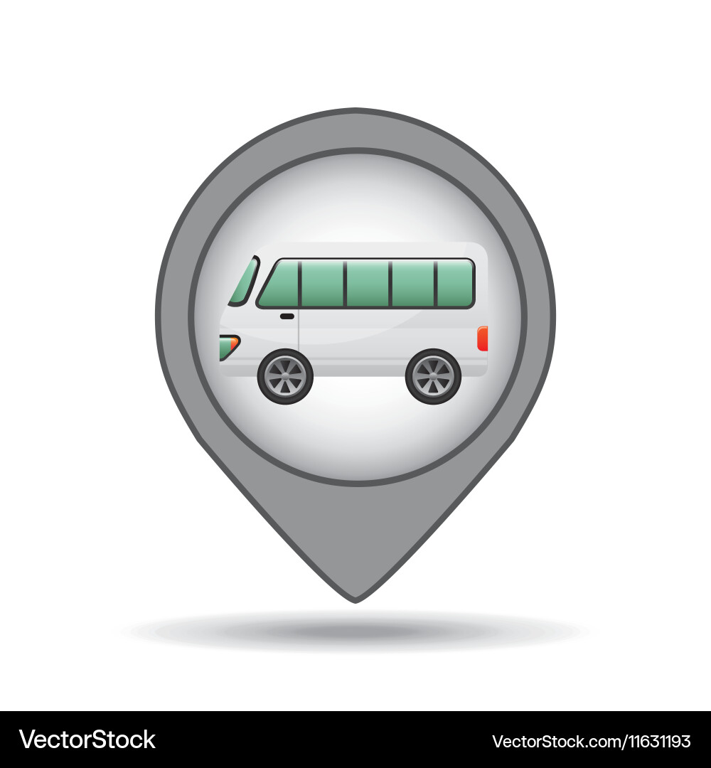 Mini bus icon map pointer design vector image
