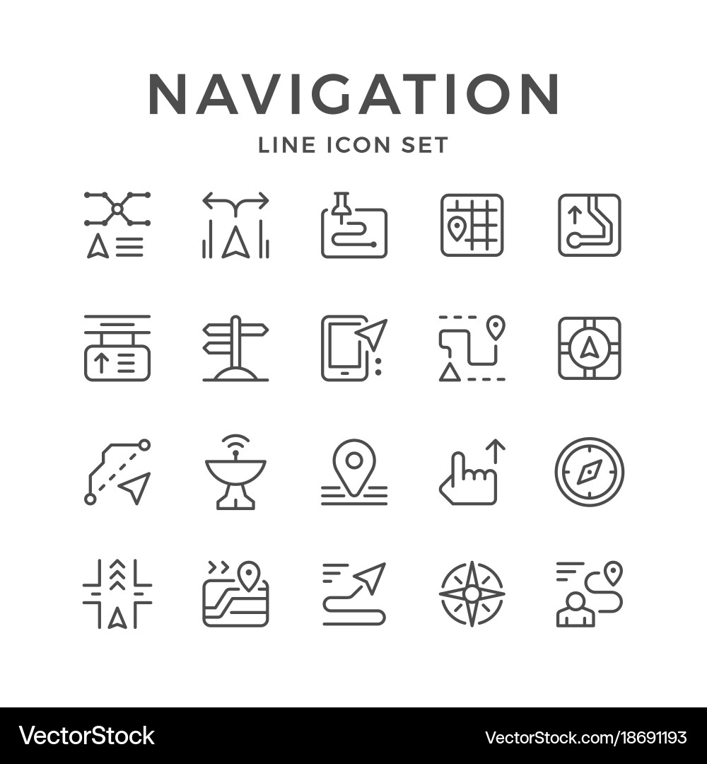 Navigation Line Icons Set vector image