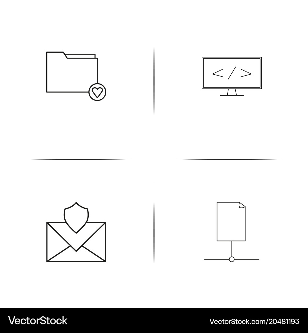 Netzwerk und Datenbank einfache lineare Icons Set vektorbild