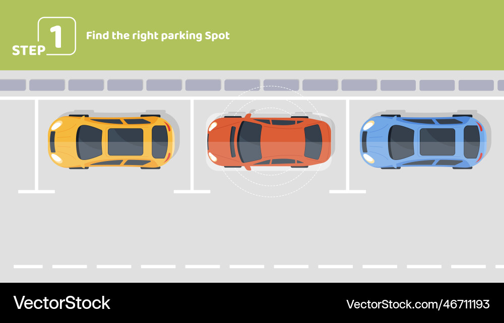 Parallel Parking Tutorial - Step 1 Vector Image