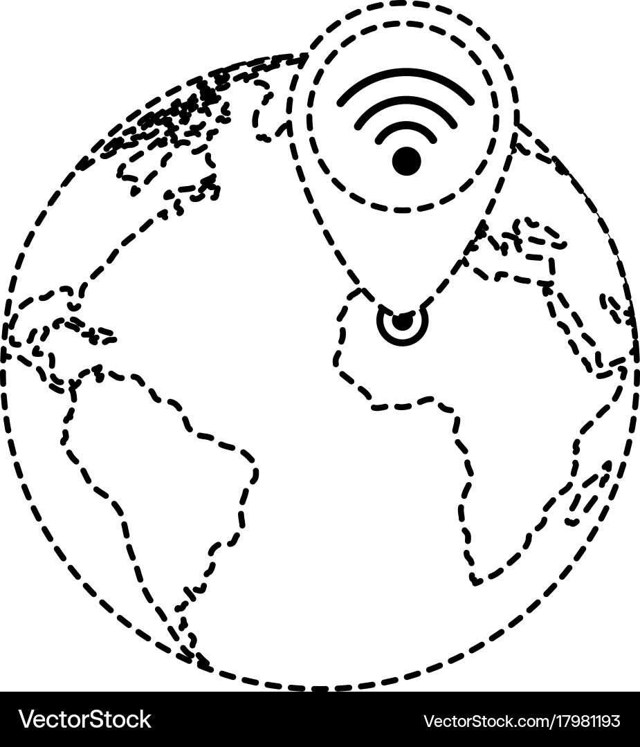 Planet with pointer location vector image