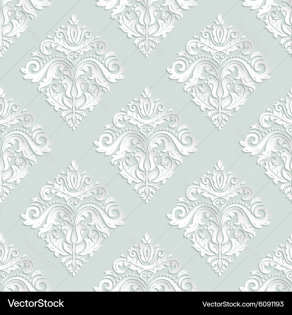Seamless oriental pattern with 3d elements vector image