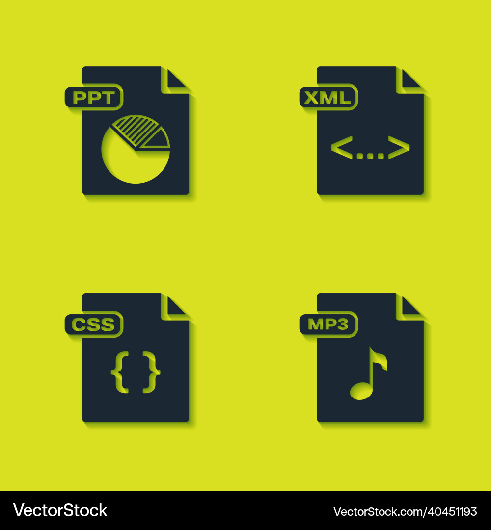 Set ppt Datei Dokument mp3 css und xml Symbol Set ppt Datei Dokument mp3 css und xml Symbol vektorbild