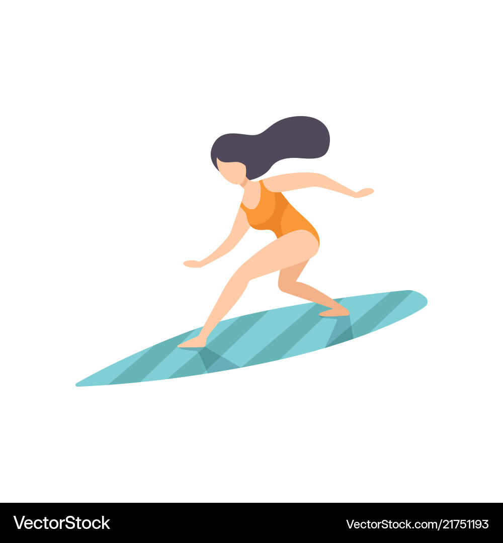 Surfer girl in swimsuit riding waves young woman Surfer girl in swimsuit riding waves young woman vector image