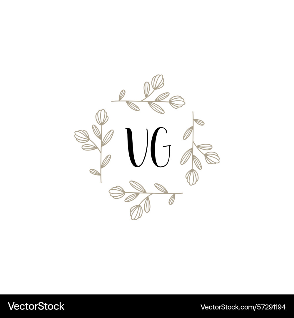 Botanical monogram logos with initial vg Vector Image