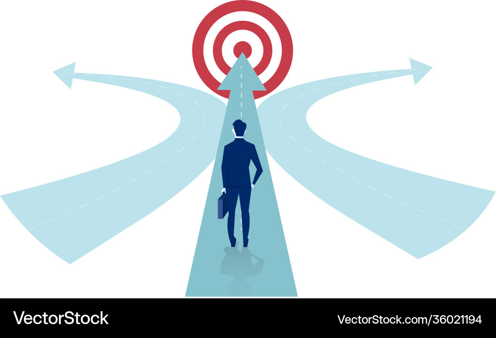 Businessman standing in front a crossroad Businessman standing in front a crossroad vector image