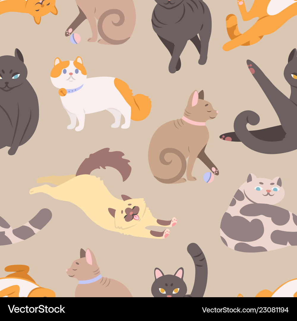 Cats Seamless Pattern Royalty Free Vector Image