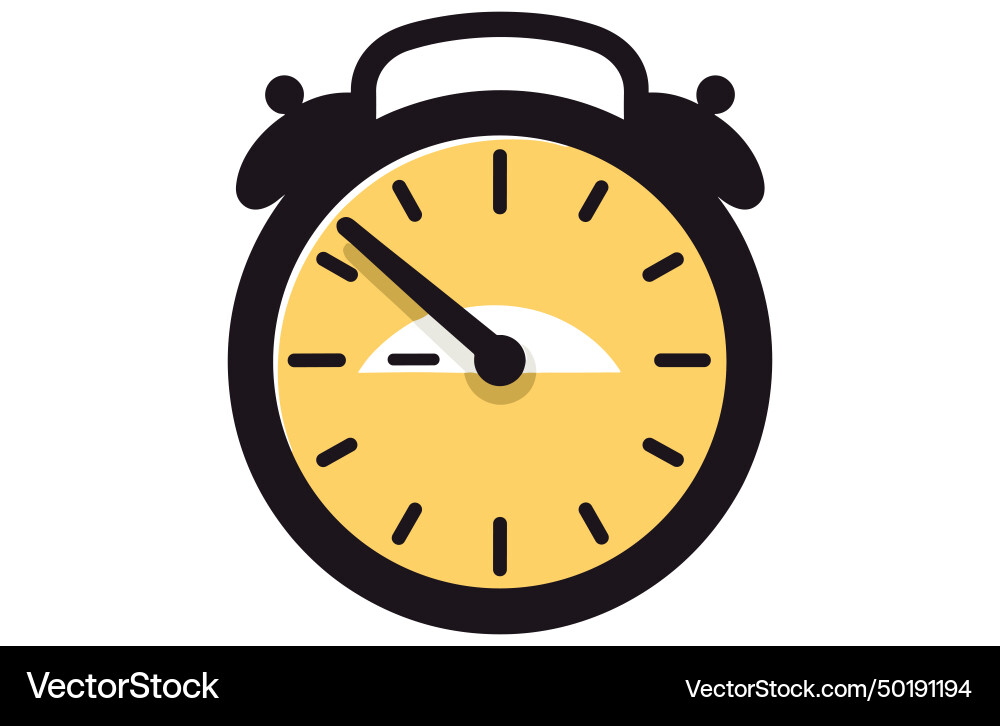 Clock icon in flat style timer on color background vector image