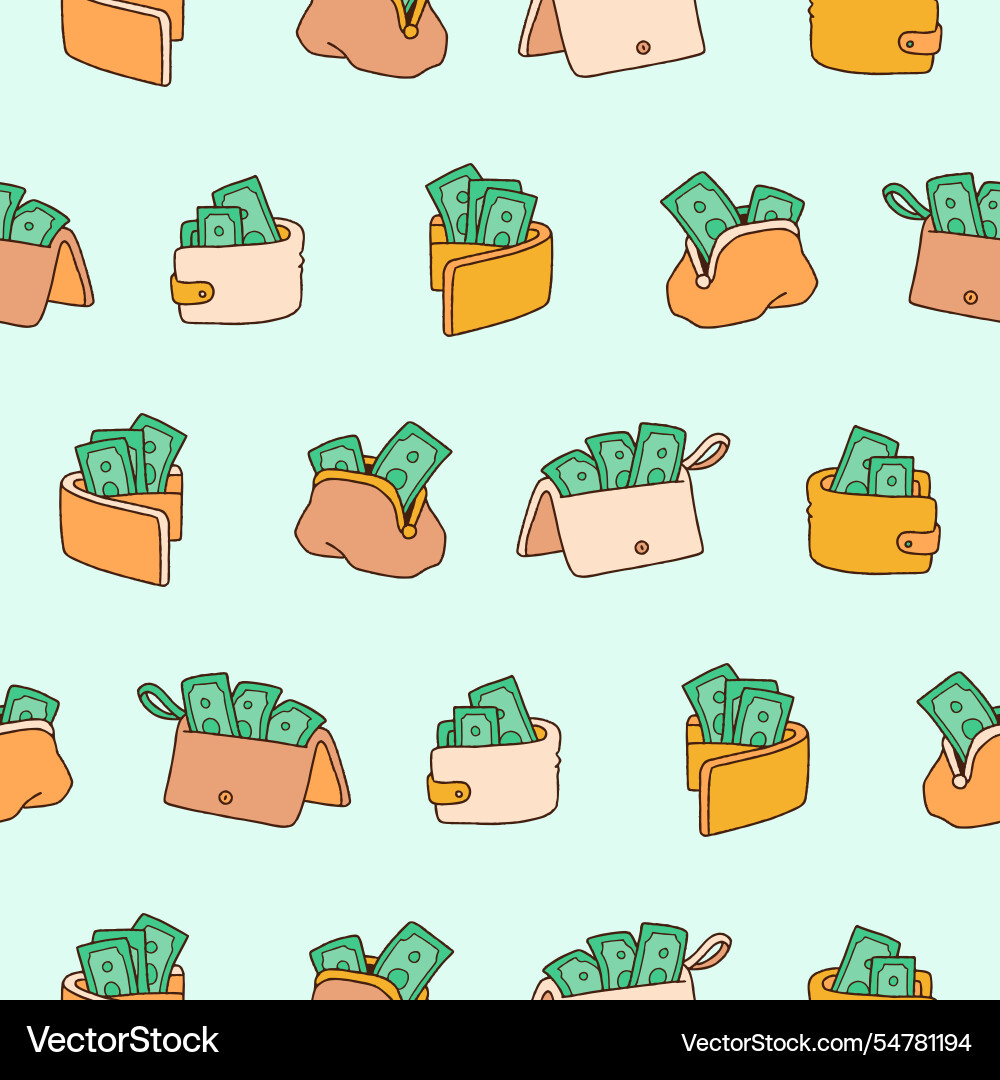 Collection of wallet seamless pattern for print Collection of wallet seamless pattern for print vector image