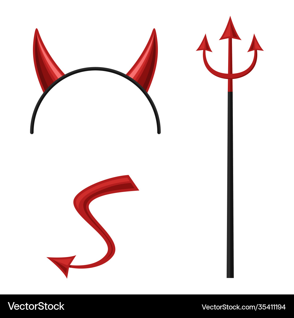 Devils horns head gear trident and tail isolated Devils horns head gear trident and tail isolated vector image