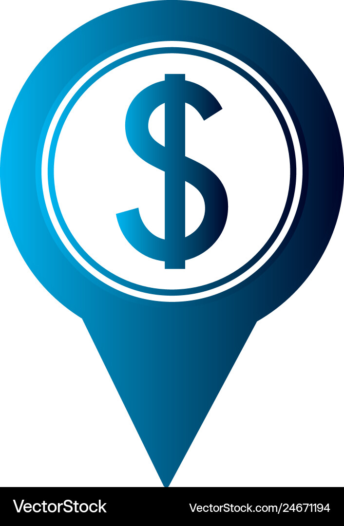 Dollar coin currency money pointer location vector image