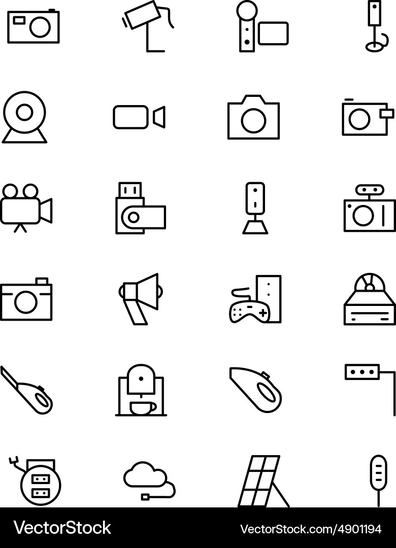 Electronics Line Icons - Tech Devices vector image