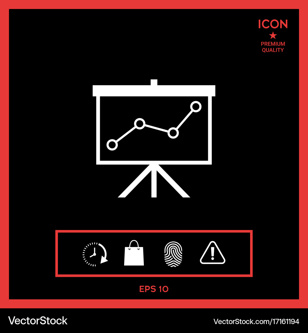Flip-chart projection screen with a graph vector image
