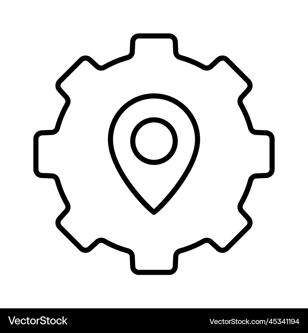 Gear icon with map suitable for project location Gear icon with map suitable for project location vector image