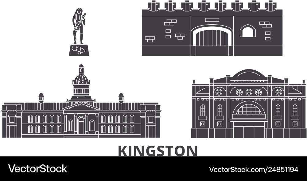 Jamaica kingston flat travel skyline set Jamaica kingston flat travel skyline set Vector Image