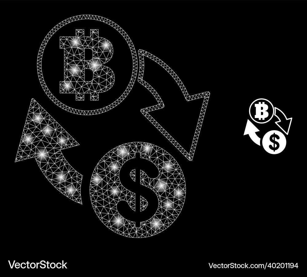 Mesh web dollar bitcoin exchange with shiny Mesh web dollar bitcoin exchange with shiny vector image