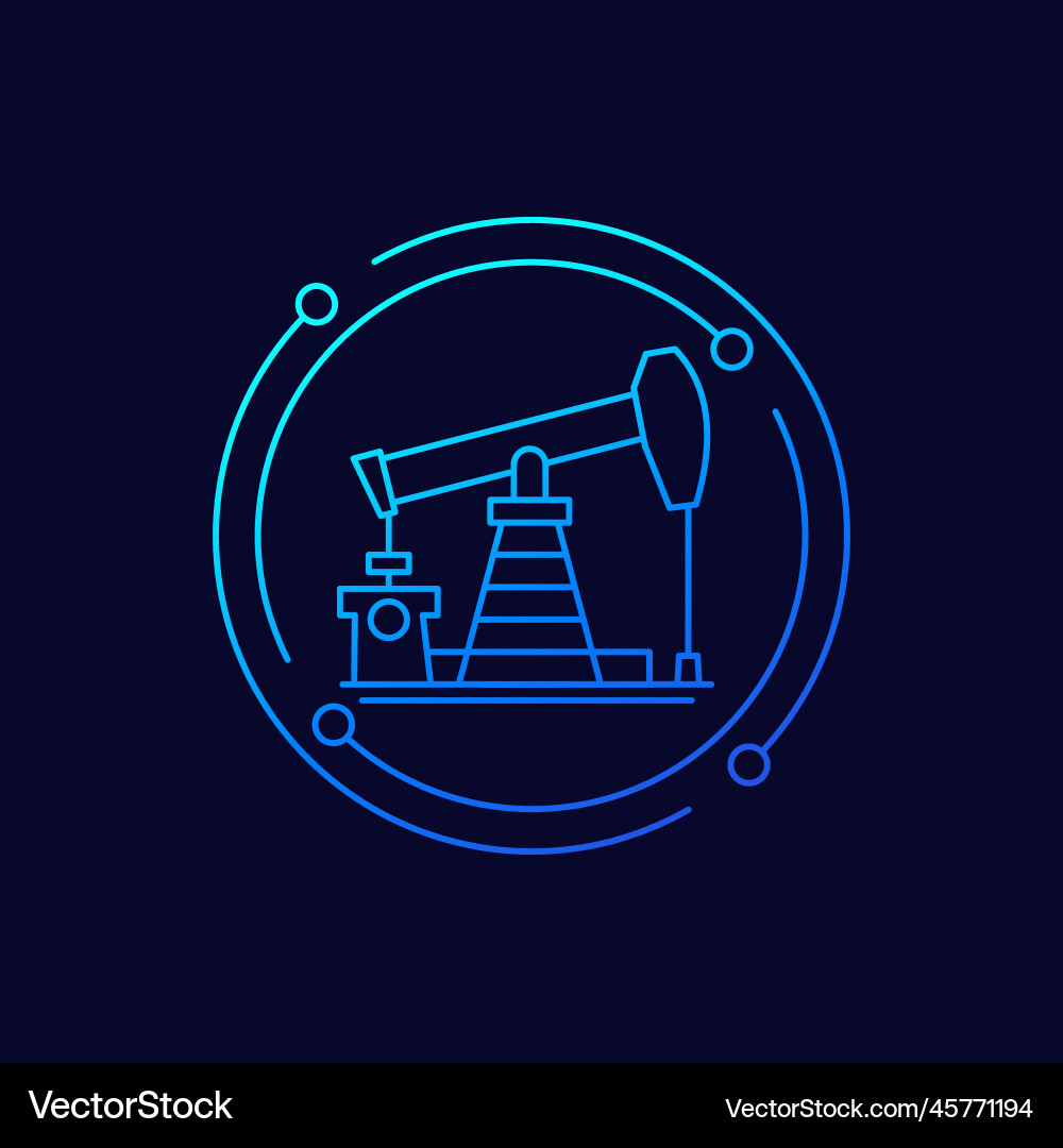Oil pump jack icon line Vector Image
