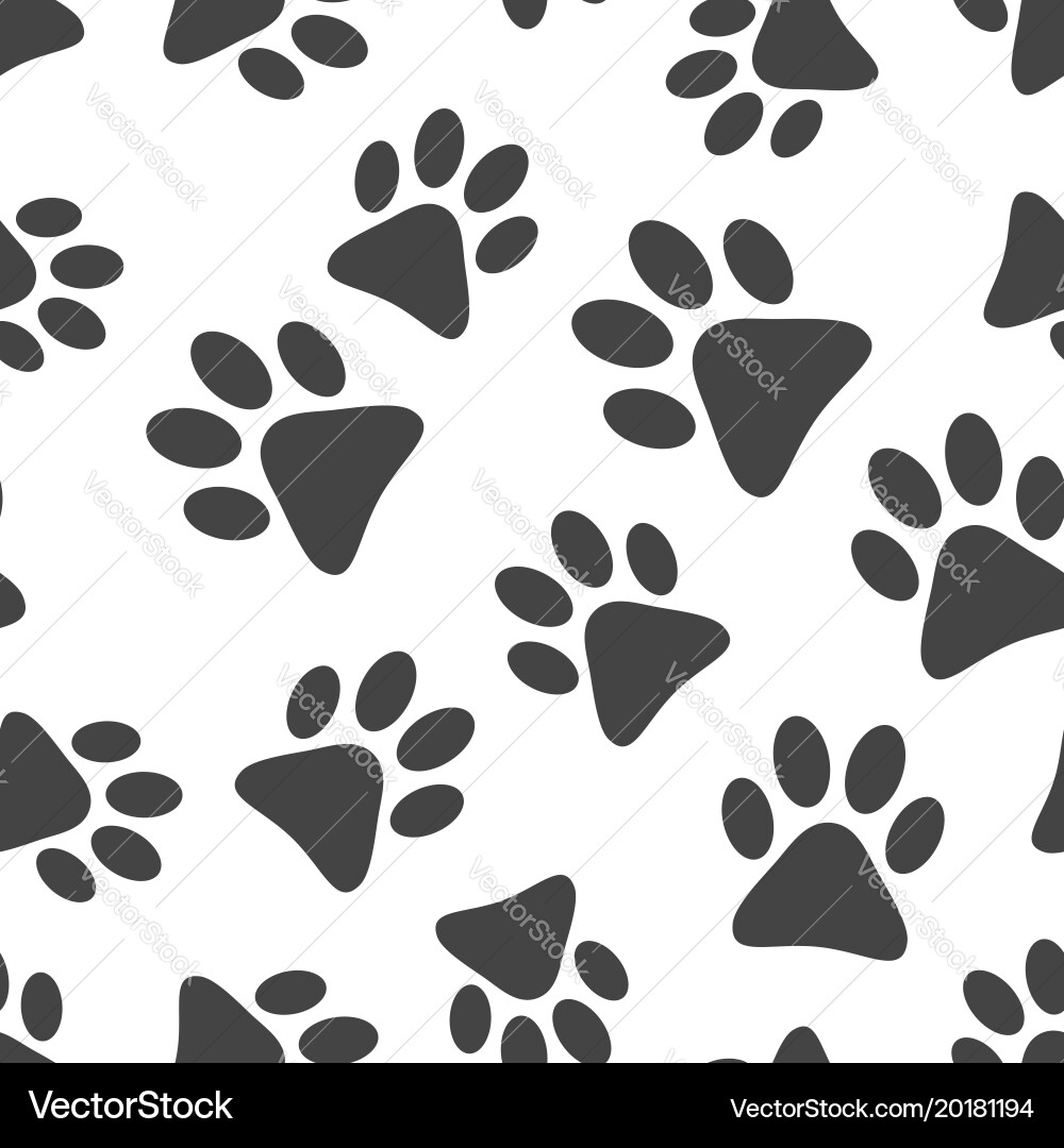 Paw print icon seamless pattern background vector image