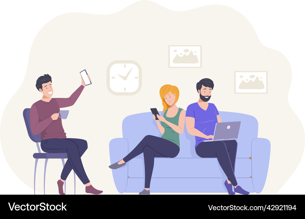 People using different gadgets for browsing People using different gadgets for browsing Vector Image