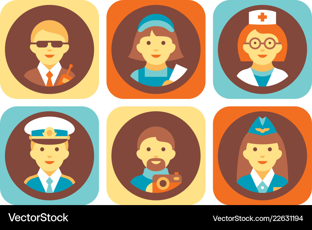 Profession Icons setzen Bodyguard Krankenschwester Arzt Profession Icons setzen Bodyguard Krankenschwester Arzt vektorbild