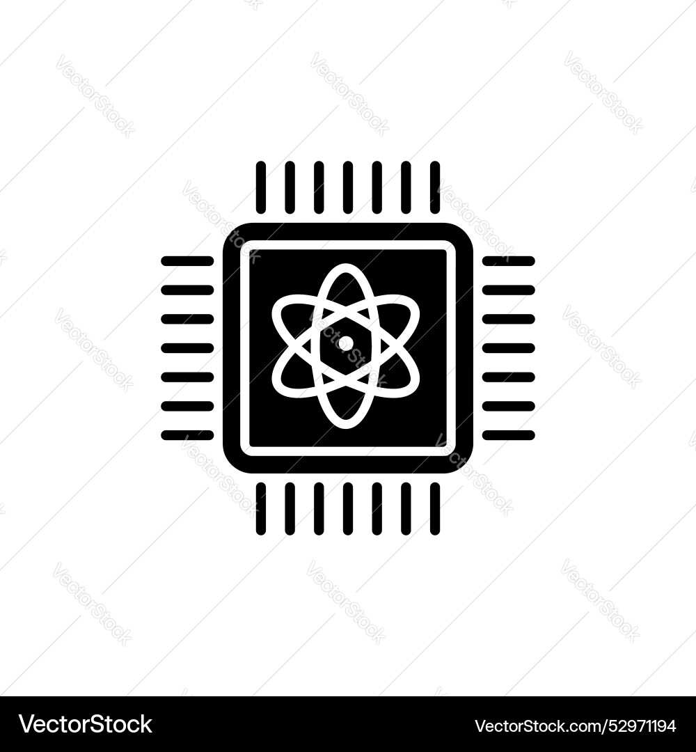 Quantum computing line icon isolated on white vector image
