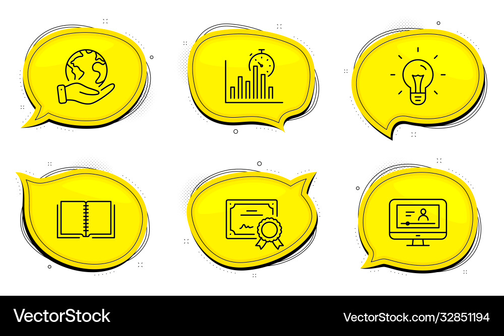Report timer idea and book icons set online Report timer idea and book icons set online vector image