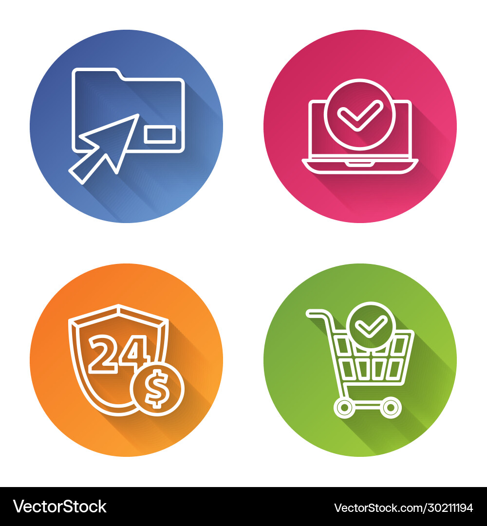 Set line cursor click document folder laptop vector image