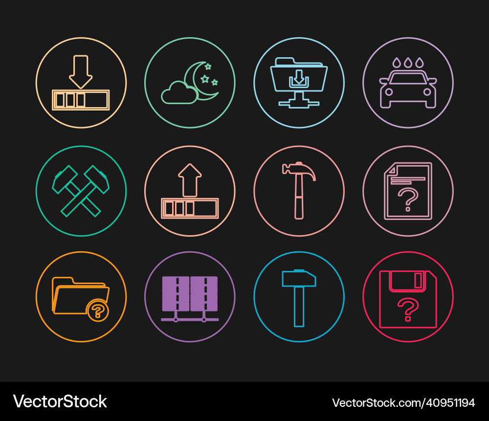 Set line unknown document ftp folder download Set line unknown document ftp folder download Vector Image