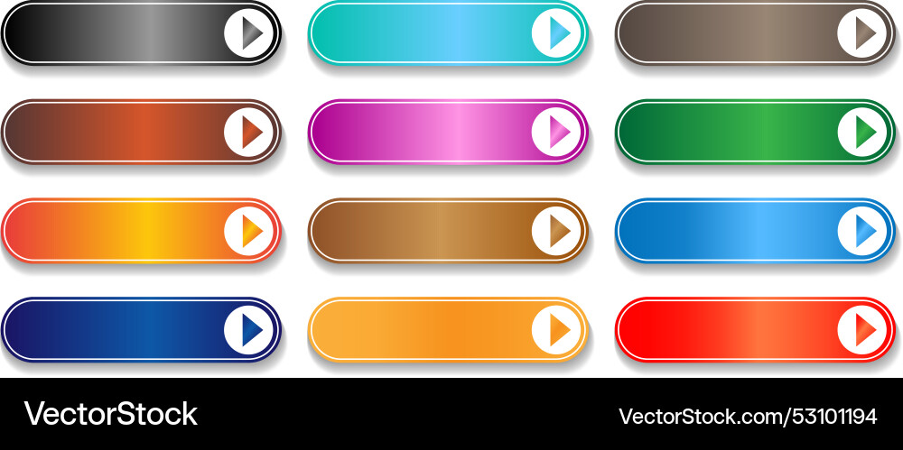 Set of different gradient buttons with arrow Vector Image
