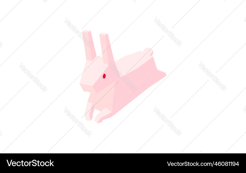Simple isometric of a jumping rabbit Simple isometric of a jumping rabbit Vector Image