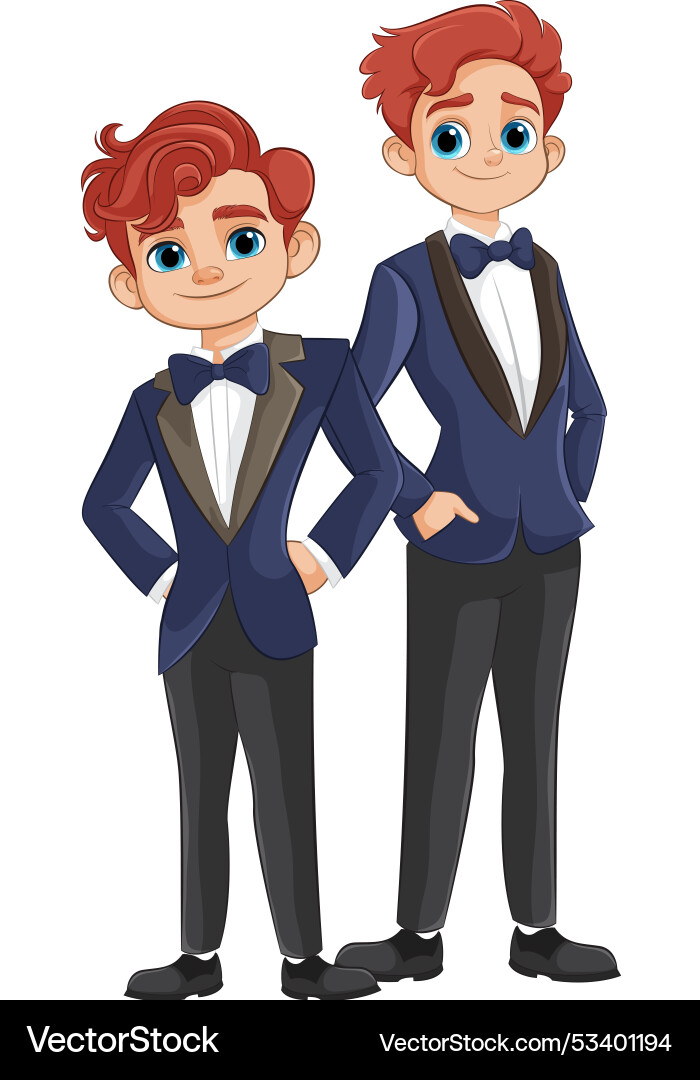 Two red-haired characters in formal attire Two red-haired characters in formal attire Vector Image