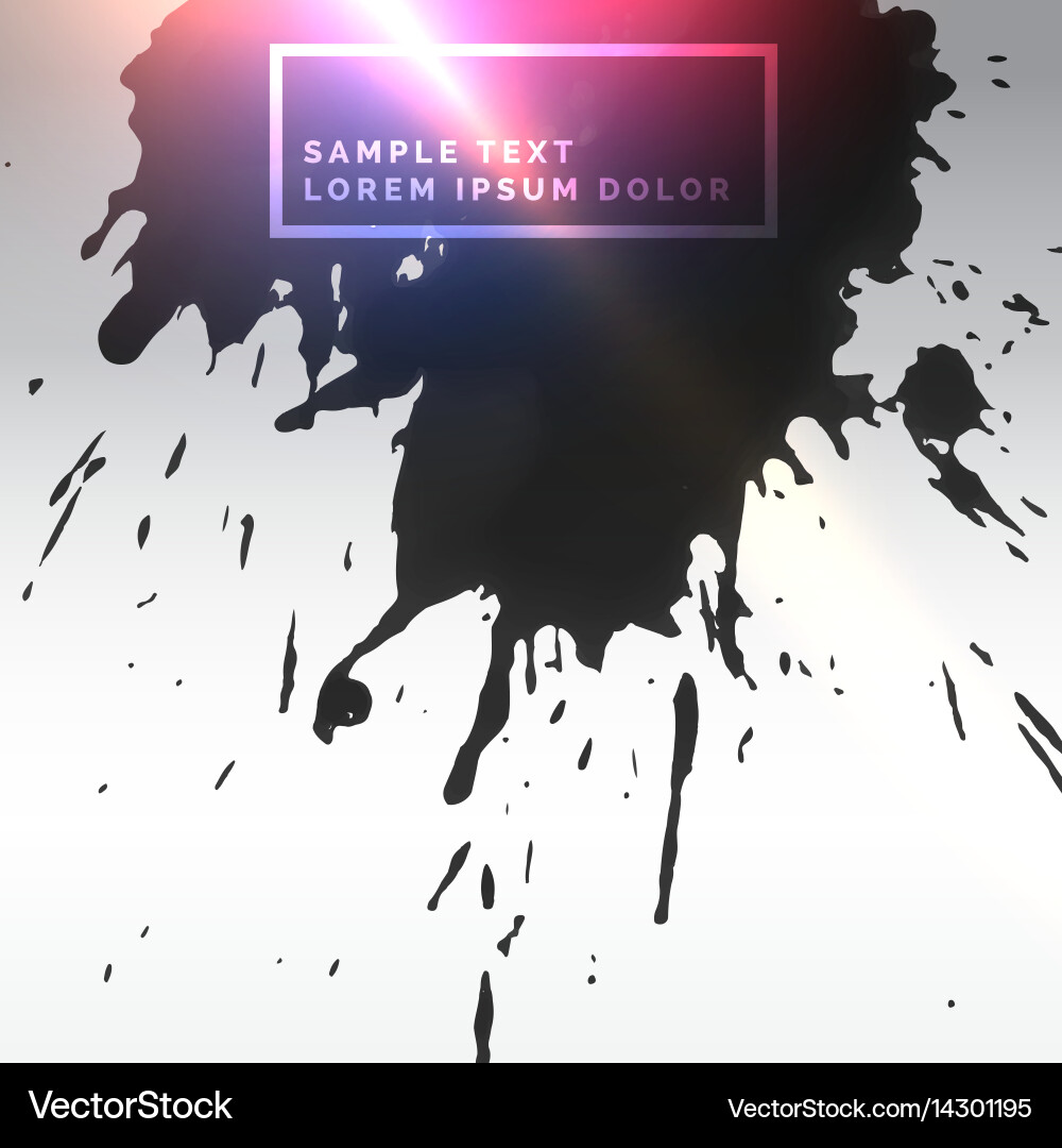 Abstract ink splatter background with light effect vector image