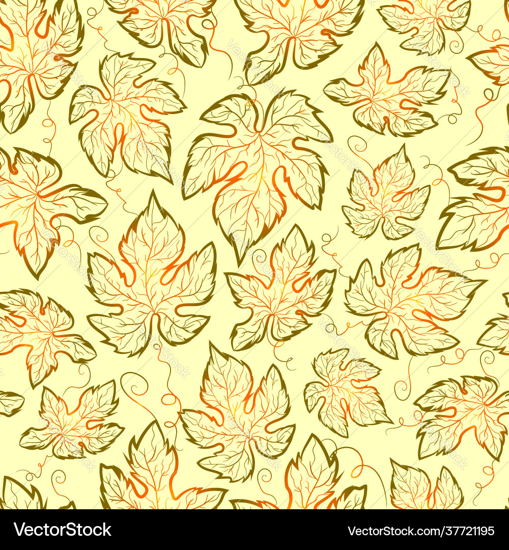 Autumn seamless pattern with gradient grape leaves Autumn seamless pattern with gradient grape leaves vector image