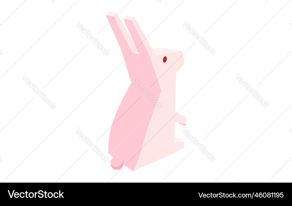 Back view of a seated rabbit simple isometric Back view of a seated rabbit simple isometric Vector Image